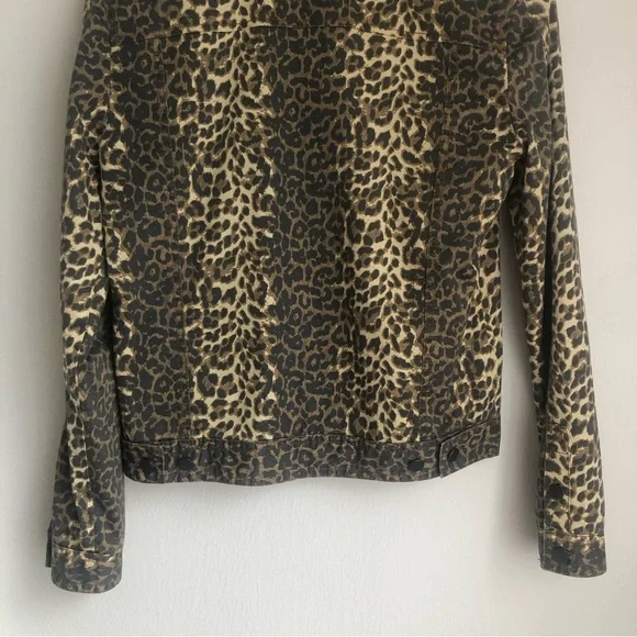 ATM Anthony Thomas Melillo Size Small Leopard-Print Button-Front Denim Jacket - Picture 8 of 11